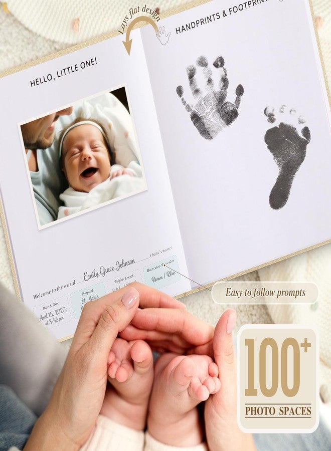 Lanpn Baby Memory Book for Boy Girl - The Story of You, Newborn Babys Keepsake Book Photo Album for New Parents, Linen Cover Baby First 5 Year Milestone Journal Scrapbook (Beige, 154 Pages) - Image 4